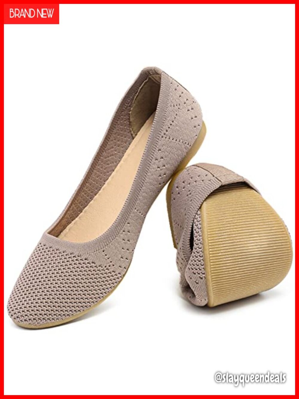 Women's Mesh Knit Ballet Flats Slip On Memory Foam Walking Loafers